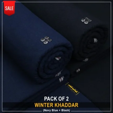 12.12 Sale OFFER 😀Pack Of 2 Pima Khaddar Navy Blue+Black